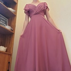 David's Bridal Flutter Sleeve Full Skirt Bridesmaid Dress